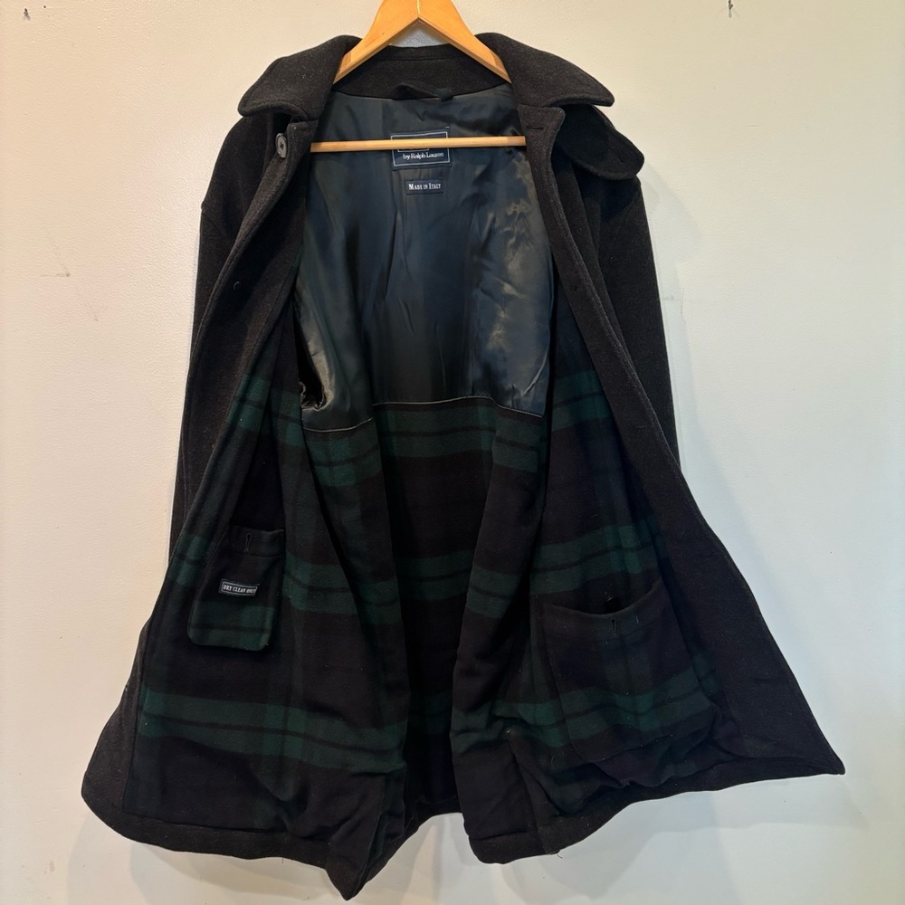 Polo Ralph Lauren Virgin Wool Cashmere Blend Lined Plaid Coat Men’s 38-R - Picture 10 of 14